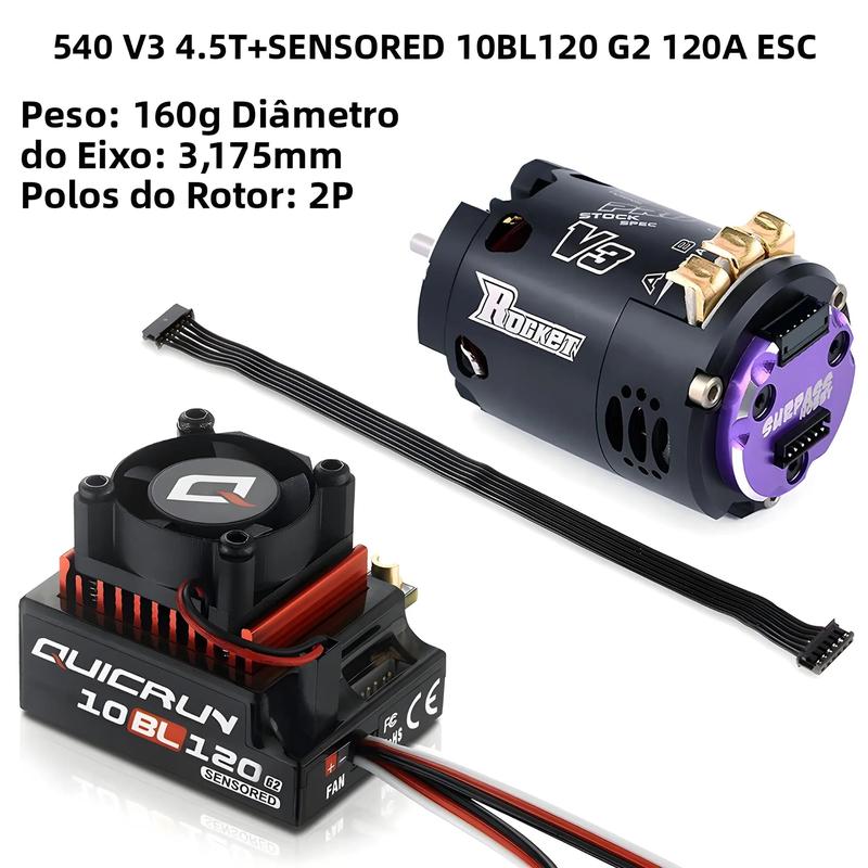 き*う様 HOBBYWING QUICRUN 10BL120 ESC 120A Esc Hobbywing Quicrun 10bl120 - 120a 2-3s P/ Rc 1/10 - 1/12
